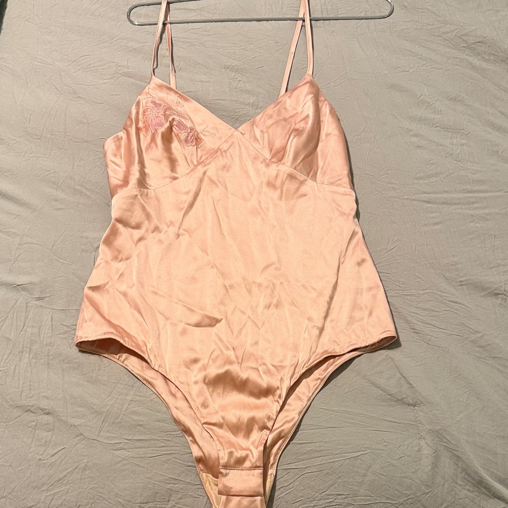 Agent Provocateur Peach Satin Bodysuit